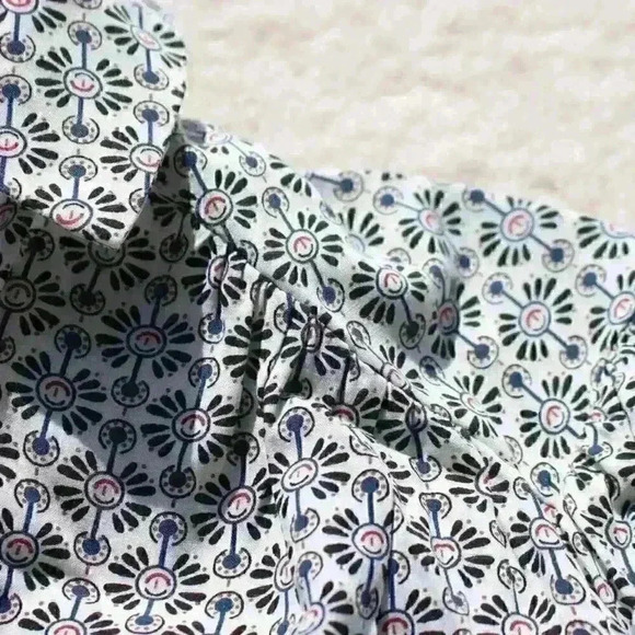 MAX STUDIO 70s Style Retro Smocked Cuff Button Up Lightweight Rayon Blouse Small - Picture 8 of 9